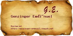 Genzinger Emánuel névjegykártya